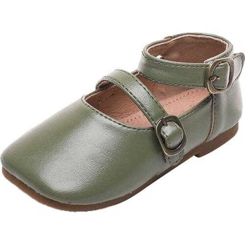 COZULLAA Kids Girls Buckle Princess Shoes Children Spring Autumn Hook & Loop Flat Casual Shoes Size 21-30
