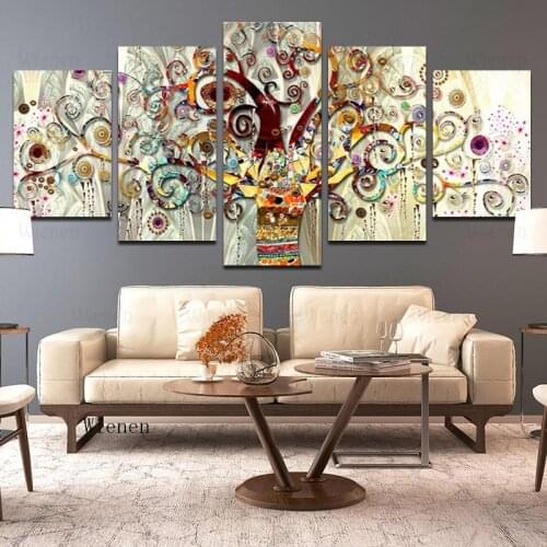 Exotic Tree Of Life Wall Decor Canvas Art Painting Interior Picture Nordic Five-Piece Set Poster No Frame Print For Living Room
