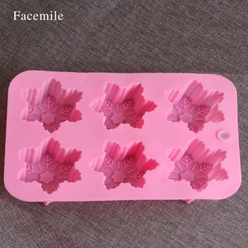 Facemile 6 even snowflake pudding jelly silicone cake mold handmade soap mold 53043