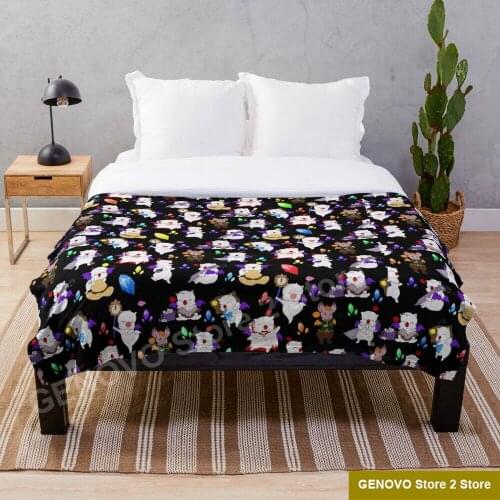 Final Fantasy Moogles Throw Blanket flannel Sherpa bedspread bedding sofa picnic fur soft blanket