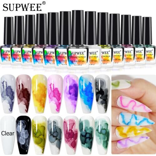 SUPWEE 7ml Blooming Gel Nail Polish Watercolor Ink Gel Varnish Flower Smoke Effect Soak Off DIY Clear Blooming Gel For Nail Art