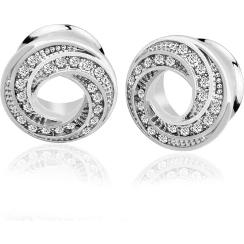 Hot Sale Rose Gold 6-16mm Stainless Steel Auricle Body Jewelry Flash Ear Gagues fashion Piercing jewelry N010