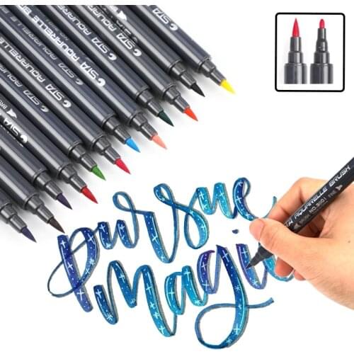 STA Calligraphy Brush Marker Pen Set Double Headed Sketch Paint Water Brush Art Watercolor Marker Pens Drawing Supplies
