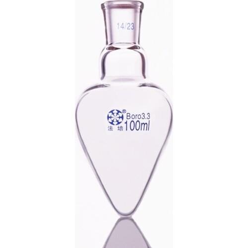 Pear-shaped flask,Capacity 100ml,Joint 14/23,Heart-shaped flasks,Coarse heart-shaped grinding bottles