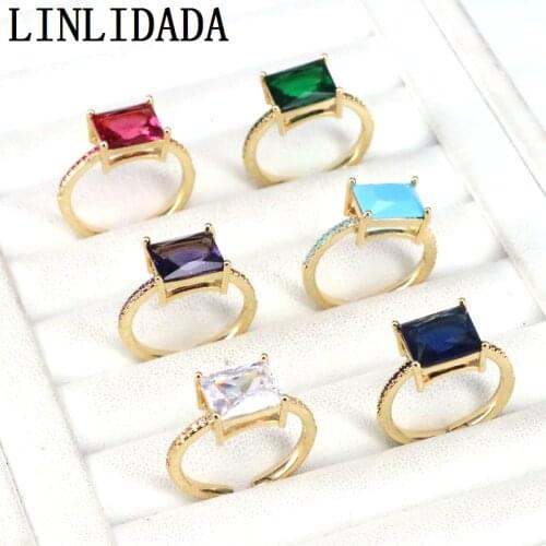 10Pcs Mix Color Cubic Zircon Stone Ring Fashion Gold Color Party Jewelry Daily Wear Party Wedding Rings Gift