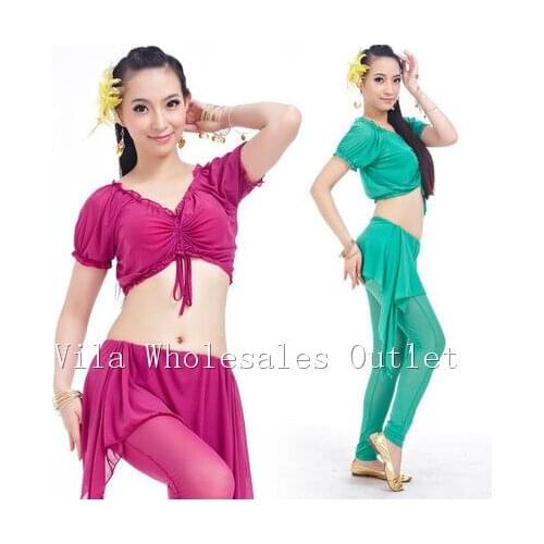 Belly dance clothes costume belly dance set indian dance wear 3pcs Top&Pant&Skirt,13 colors for your choice