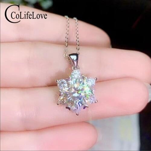 CoLife Jewelry Real F Color Moissanite Silver Pendant for Wedding 1ct/2ct/3ct Moissanite Pendant 925 Silver Moissanite Jewelry