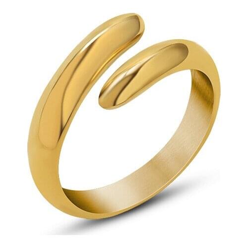 Minimalist Glossy Spiral Gold Rings For Women Men Stainless Steel Metal Open Rings Jewelry Engagement Rings Party Gift 2021