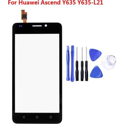 Mobile Touch Screen For Huawei Ascend Y635 Glass Capacitive Sensor For Huawei Y635 Touch Screen Panel + Adhesive