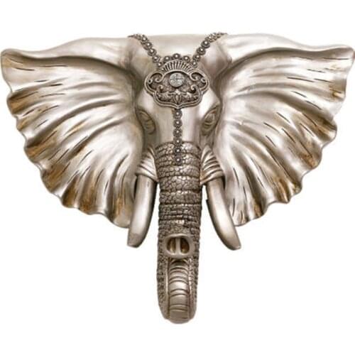 FASHION ELEPHANT HEAD SCULPTURE WALL HANGING WILD AFRICAN ANIMAL STATUE ART AND CRAFT ORNAMENT FOR HOME, PUB OFFICE DECOR A812