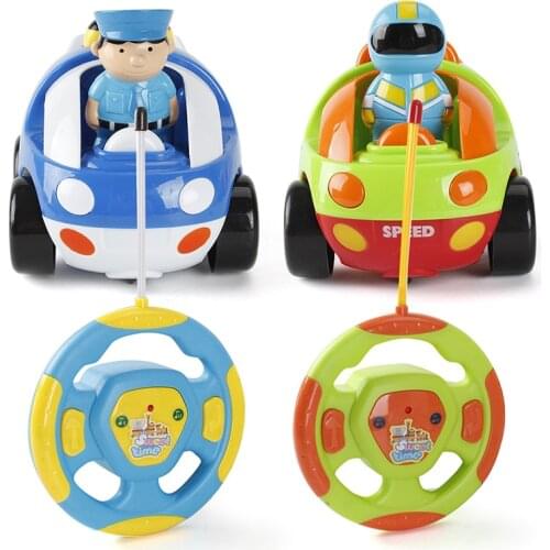 Cartoon RC Car Toy With Sound and Light Baby Remote Control Cute Car Toys Electric RC Police Vehicles Toys For Children Gifts