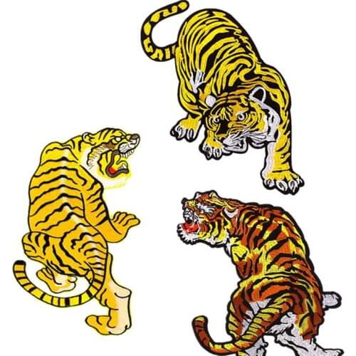 Tiger Patch Punk Rock Animal Patches Iron Patches for Clothing Applique Clothes Decorations for Clothes Jacket Fabric Appliques