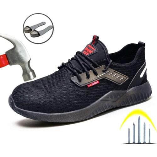 Anti-puncture Ryder Shoes Mesh Safety Shoes Non-slip Indestructible Work Boots Steel Toe Soft Anti-piercing Men Light Sneaker