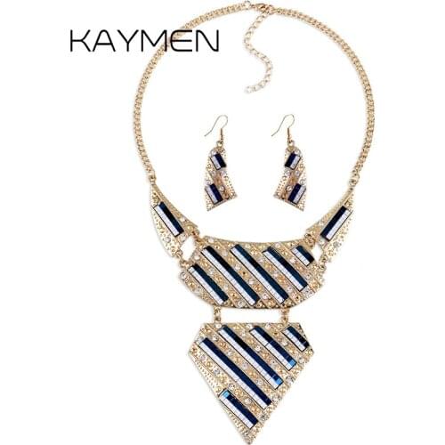 KAYMEN New Especial Triangle Shape Exaggerated Pendant Necklace Wedding Party Fashion Womens Statement Necklace 5 Colors Bijou
