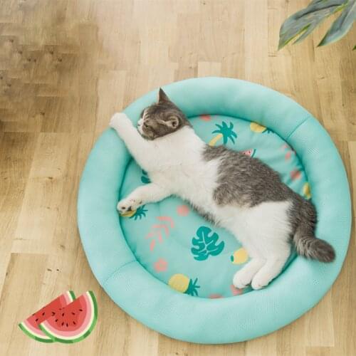 Cat Dog Cooling Mat Pad Summer Dog Cat Beds Mats Pet Ice Pad Pet Breathable Kennel Cool Cold Silk Dog Bed