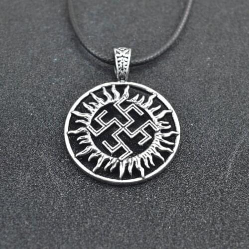 Viking Son Of Sun Sloar Kolovrat Necklace Slavic Amulet Pendants For Necklace Scandinavian Norse Round Jewelry