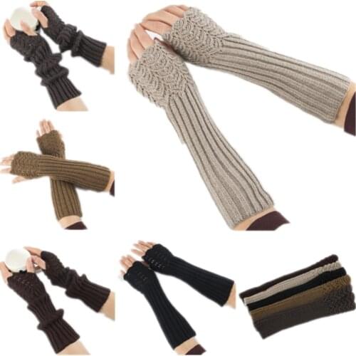 Unisex Men Ladies Fingerless Gloves Winter Warm Soft Knitted Mittens ST002