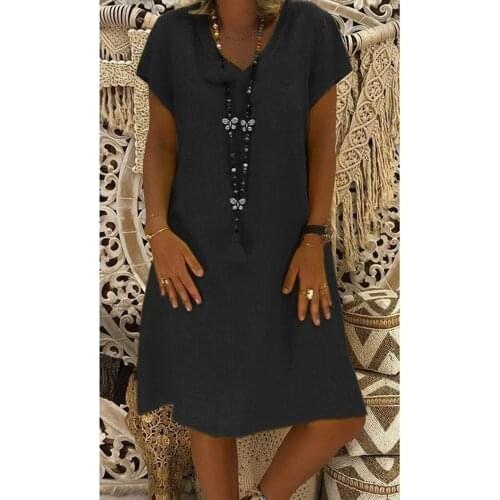 Solid Color T Shirt Dresses Women Plus Size Summer Casual Beach Dress Black Short Sleeve Pullover Dress Vestidos Longos De Verao