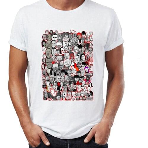 Hot Mens t-shirt Horror Friends Jason Michael Myers Halloween Jigsaw Awesome Artwork Printed Tshirt Tees Harajuku Streetwear