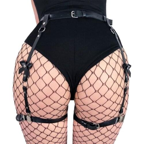 Sexy Bowknot Leather Garter Belt stockings Women Adjustable Leg Thigh Harness Belts Erotic Body Bondage Suspender Straps Gothic