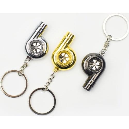 Real Whistle Sound Turbo Keychain Sleeve Bearing Spinning Auto Part Model Turbine Turbocharger Key Chain Ring Keyfob Keyring