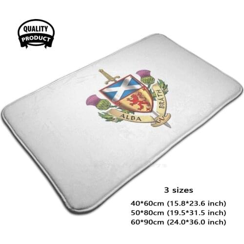 Scotland Forever - Alba Gu Brath - Of Scotland Over White Leather 3D Soft Non-Slip Mat Rug Carpet Foot Pad World Heraldry