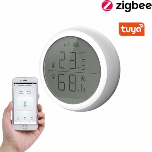 ZigBee Tuya Smart Home Control Temperature And Humidity Sensor Thermostat LED Screen Work With Alexa Google Home