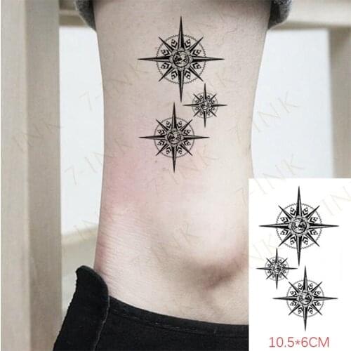 Waterproof Temporary Tattoo Stickers Womens Round Shape Star Totem Body Art Tattoos Arm Fake Tatto Flash Tatoo For Men