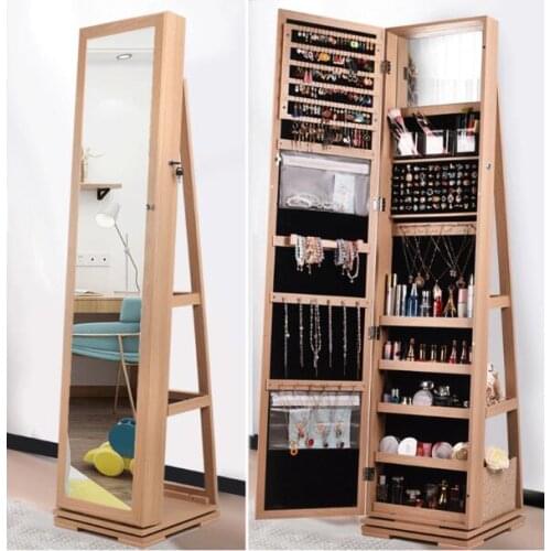 Rotating full-body mirror cloakroom floor mirror Modern minimalist fitting mirror Jewelry storage locker dressing mirror