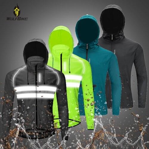 Wolfbike Thin Hidden Hooded Caps Cycling Jackets Men Windproof Reflective Water Rain Repellent Running Coats Bike Windbreaker