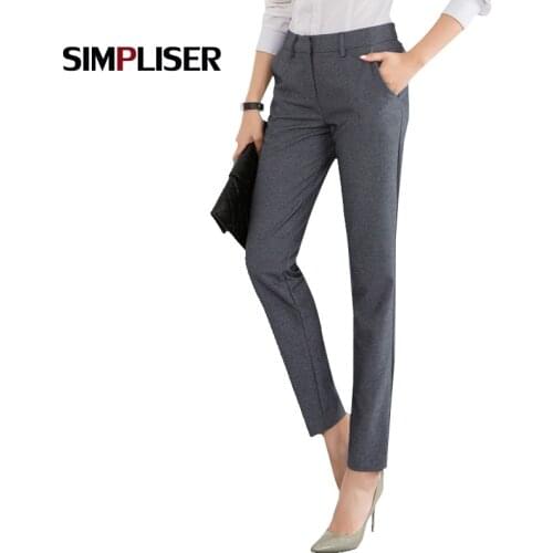 High Quality Women Formal Office Work Pants Black Grey Business Suit Trousers Plus Size 4xl Ladies OL Pencil Pants 2019 Leggings