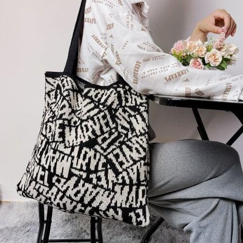 Bags For Women 2022 Large Knitting Tote Bag Big Size Graffiti Travel Girls Casual Shoulder Beach Handbag Dropship Sac à Main