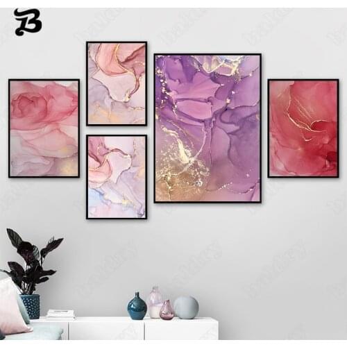 Canvas Painting Modern Abstract Colorful Golden Petals Canvas Posters Prints Wall Art Nordic Pictures for Living Room Home Decor