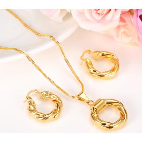 Dubai Gold Ethiopian Necklace Earrings African Sets Gold Jewellery For Israel Sudan Arab Middle East Women