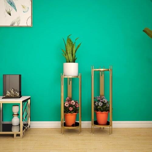 Golden Nordic flower frame simple wrought iron floor living room flower pot holder decorative flower shelf creative