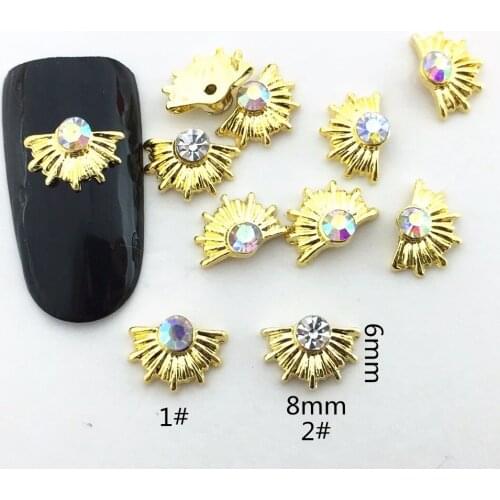 10pcs/bag Japan Korea New 3D Nail Art Decoration Metal Kawaii Style with Glitter Crystal Nail Accessories DIY Charm Nail Tools