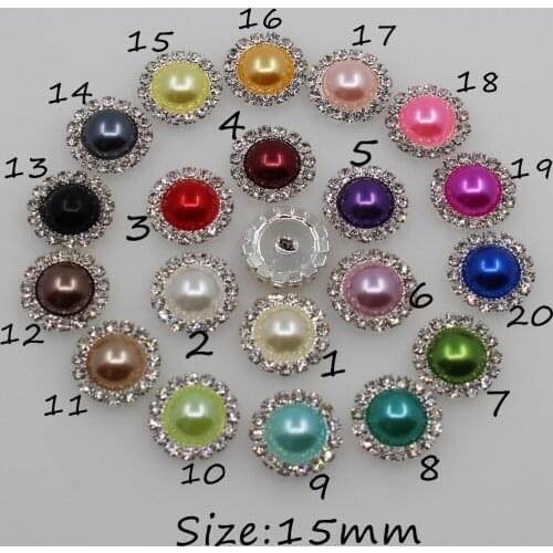 Shank 10pc 15mm sewing clothing Rhinestone pearl buttons Clear Crystal Wedding decorative DIY clothing crafts accessory