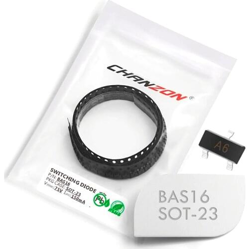 100 Pcs) BAS16 SMD Small Signal Fast Switching Diodes 150mA 75V SOT-23 (SOT-23-3) 150 mA 75 Volt (Marking A6)
