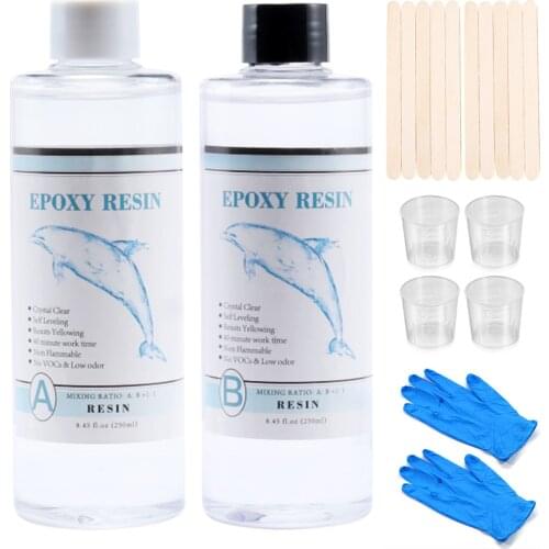 3:1 Clear Epoxy Resin Crystal Clear Art Resin Epoxy 1:1 Epoxy Casting Resin Kit with Measuring Cups, Stick, Silicone Gloves