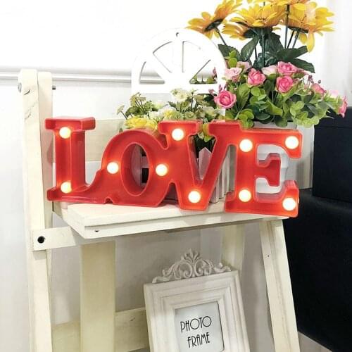 3D Love Heart LED Letter Lamps Indoor Decorative Sign Night Light Wedding Party Decor Gift Romantic LED Night Lamp