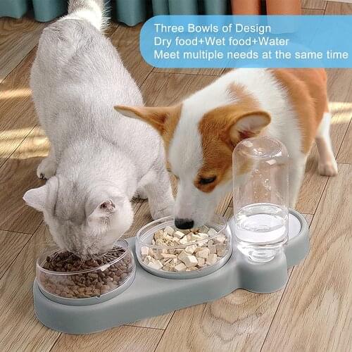 Cat Bowl Water Dispenser Automatic Feeder Double Bowls for Cats Pet Drinker Food Container With Drinking Stand Cat Accessories