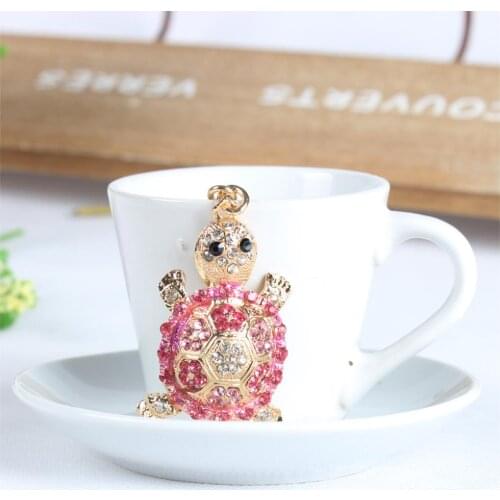 Tortoise Turtle Lovely Cute Crystal Charm Purse Handbag Car Key Keyring Keychain Party Wedding Birthday Gift