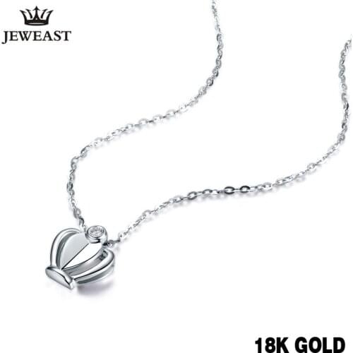 18K Gold Diamond necklace Pendant crown women miss Girl Gift chain charm Affordable natural Genuine party drop shipping