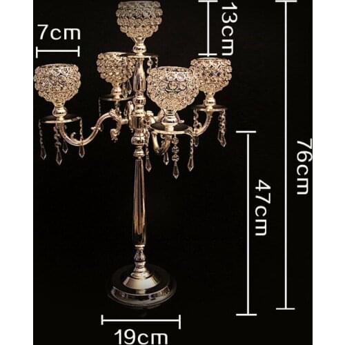 76cm Tall wedding candelabra wedding centerpiece 5-arms crystal candle holder wedding decoration 2 pcs/lot candle holder Europe