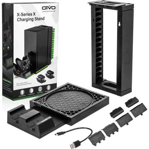 Vertical Stand Cooling Fan for Xbox Series X Controller Charger Dock for Xbox Series X with1400mAh Rechargeable Battery Pack