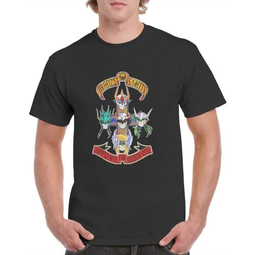 Tops Anime Saint Seiya T-shirt Mens Summer Cotton Short Sleeve casual T Shirt for male comfortable top tees