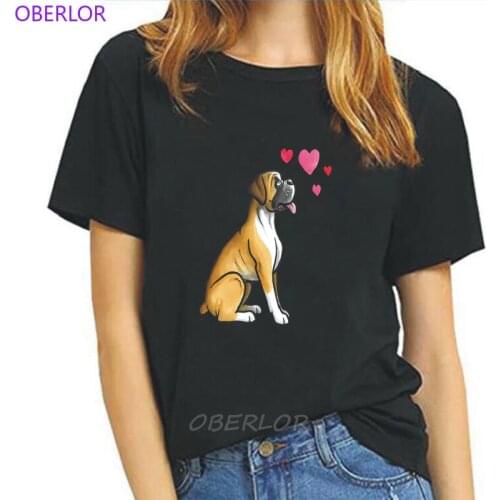 Kawaii Boxer Dog Cartoon Harajuku Print T Shirts Women Tshirt Tumblr Womens T-Shirt O-Neck Graphic Tees Female Clothing