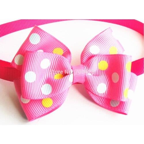 50PC/Lot Polka Dots Dog Bow Ties Ribbon Pink Cat Dog Grooming Bowties Neckties Pet Dog Accessories