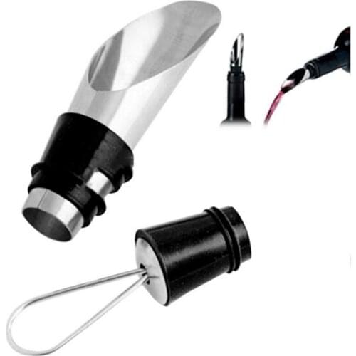 Stainless Steel Wine Cooler Bottle Stopper Pourer Comfortable Plug Fresh-care Head Pouring Tool Drawing Kitchenware 3pcs/set