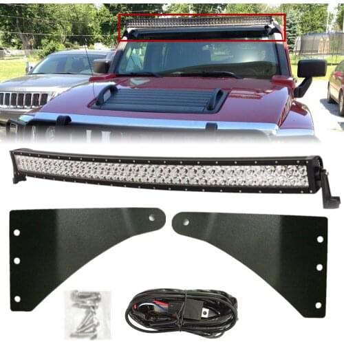 Curved/ Straight 50Inch Led Work Light Bar Roof Mounting Bracket Holder Set For Hummer H3 2006-2010 With Free Wire Harness